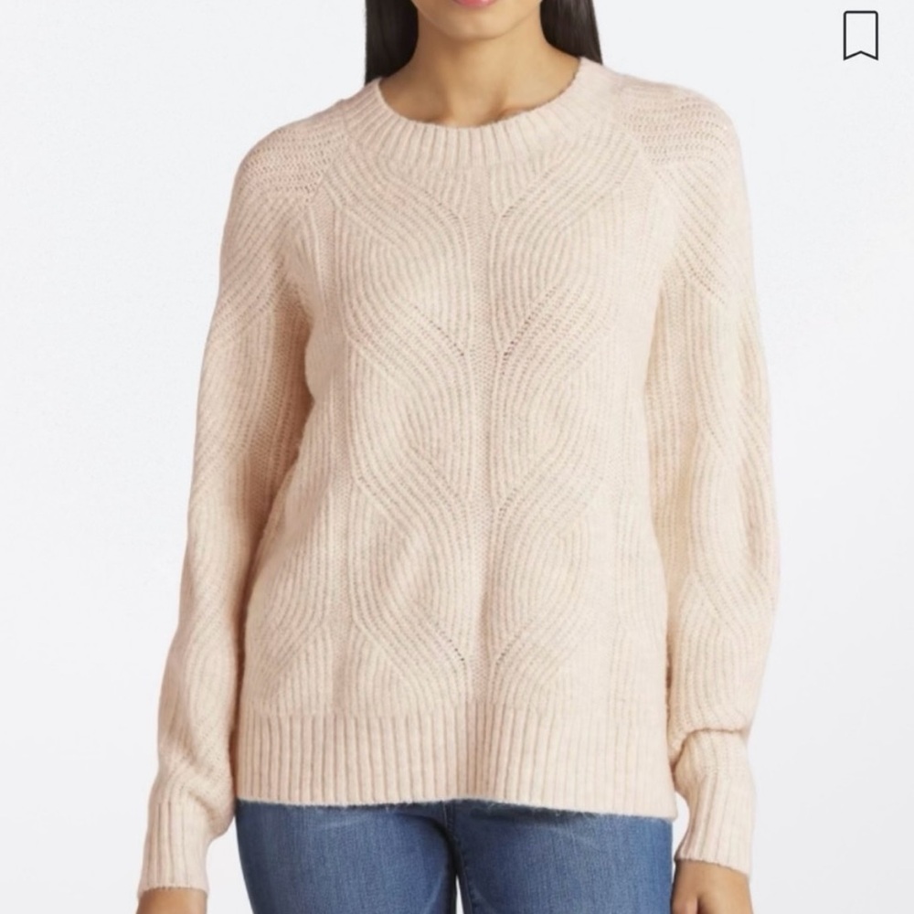 Market & Spruce - Emma Novelty Stitch Chunky Crewneck Sweater - XS - NWOT